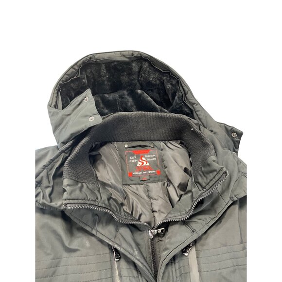 Spire Mens Black faux fur Hooded Winter Parka heavy winter coat 5XL SKU 9338 - Picture 9 of 16